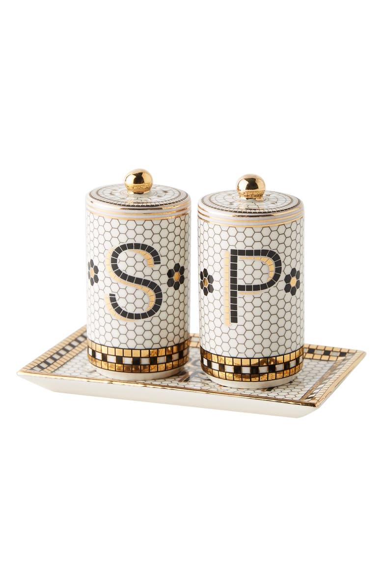 Anthropologie Home Anthropologie Bistro Tile Salt & Pepper Shakers with Tray, Alternate, color, 