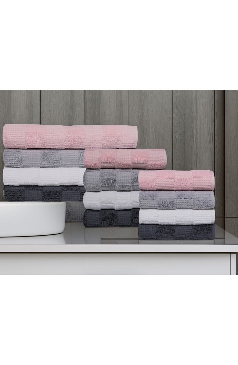 DePera Waffle Terry 16-Piece Turkish Cotton Towel Set, Alternate, color, Anthracite