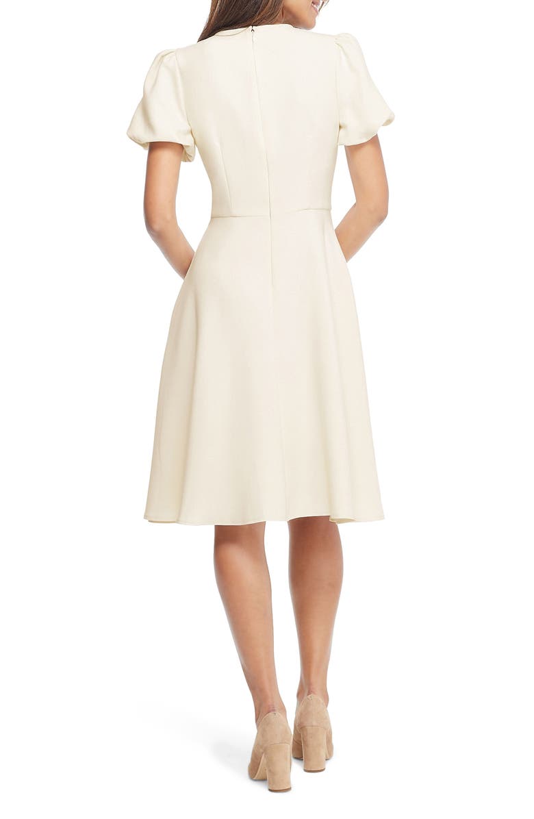 Gal Meets Glam Collection Krista Puff Sleeve Crepe Fit & Flare Dress, Alternate, color,