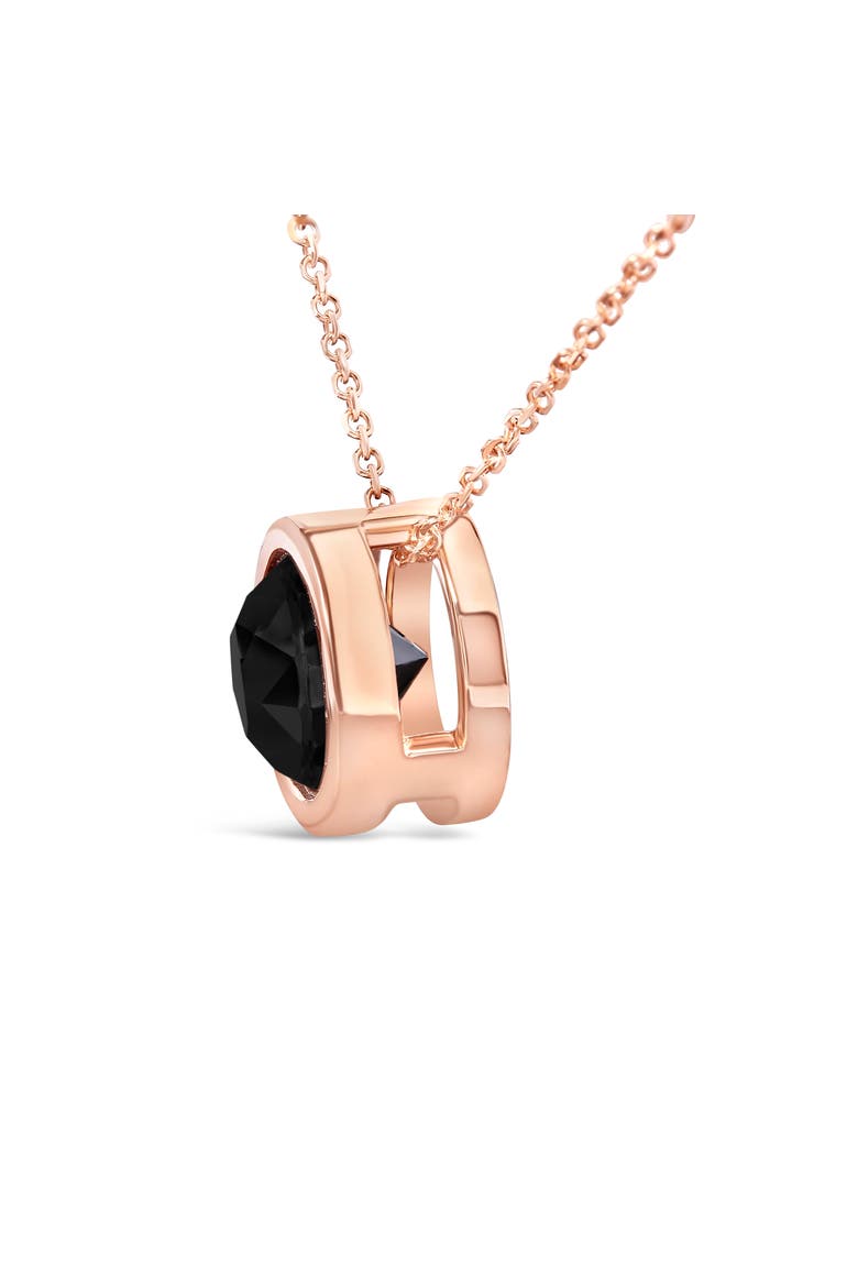14K Rose Gold 7.0 Cttw Bezel-Set Black Round Diamond Solitaire Pendant Necklace, Alternate, color, Pink