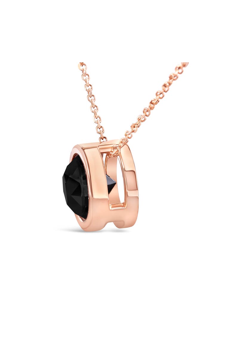 Haus of Brilliance 14K Rose Gold 7.0 Cttw Bezel-Set Black Round Diamond Solitaire Pendant Necklace, Alternate, color, Pink