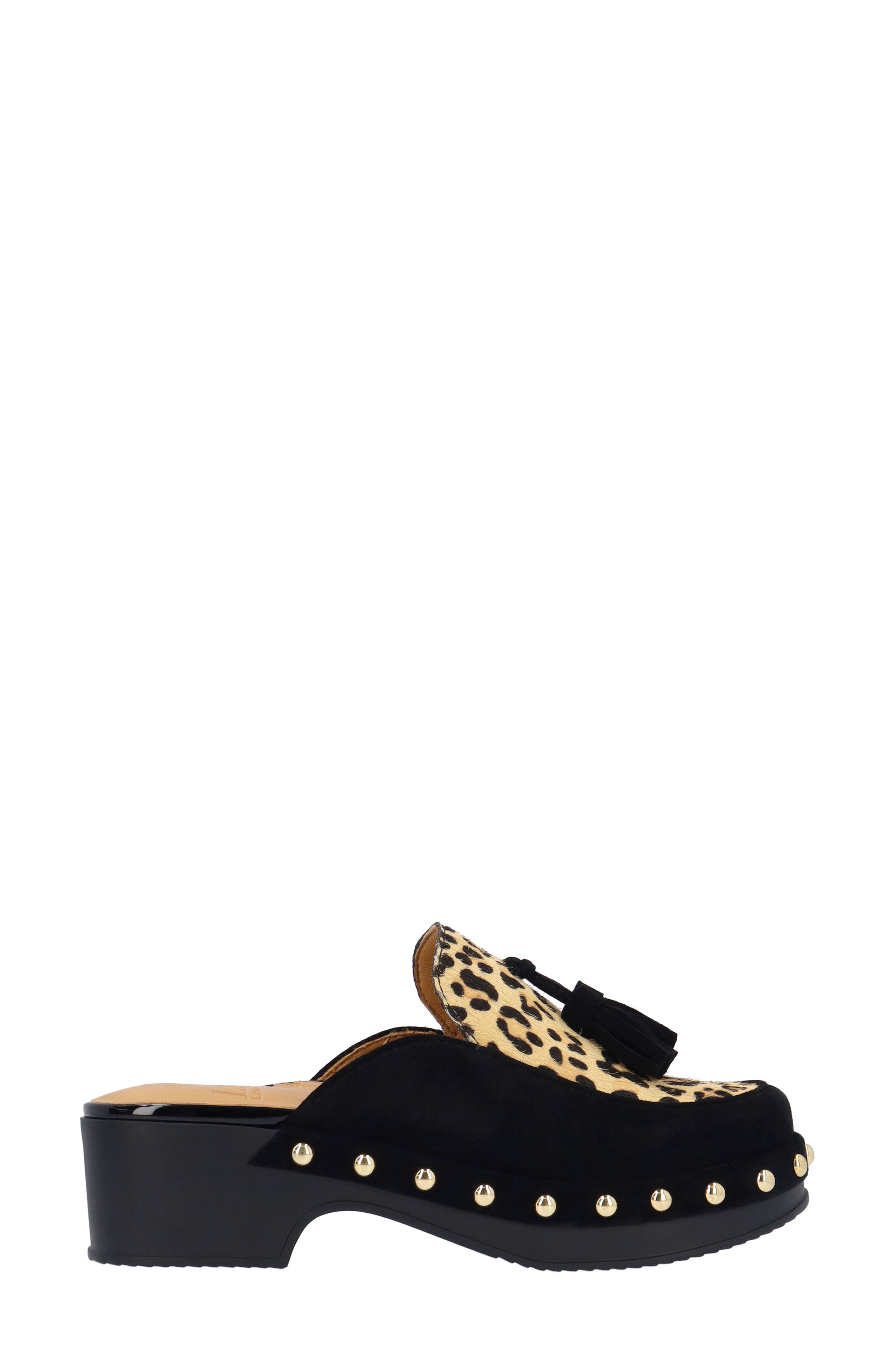 L'Amour des Pieds Gracen Tassel Clog, Alternate, color, Black/ Brown