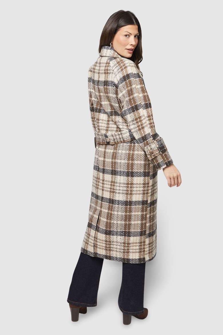 Button Through Check Coat, Alternate, color, Brown