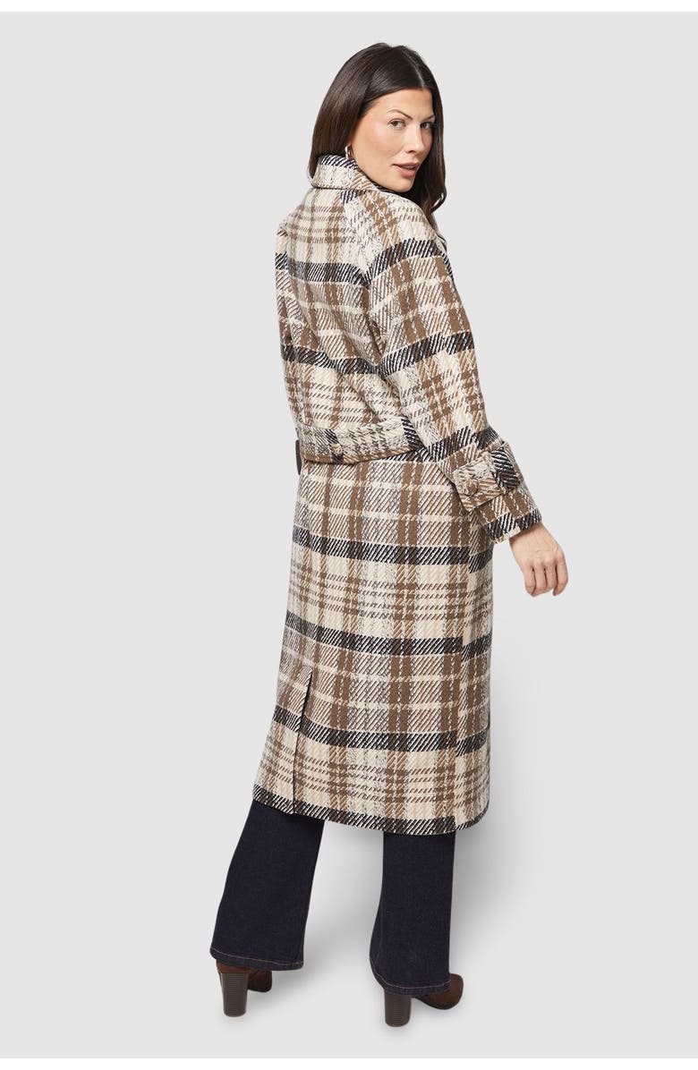 Wallis Button Through Check Coat, Alternate, color, Brown