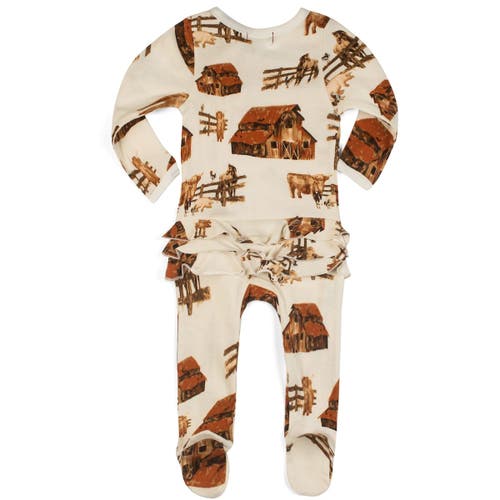 Milkbarn Organic Cotton Ruffle Zipper Footed Romper