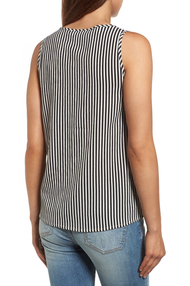 Tassel Tie Stripe Top, Alternate, color, BLACK