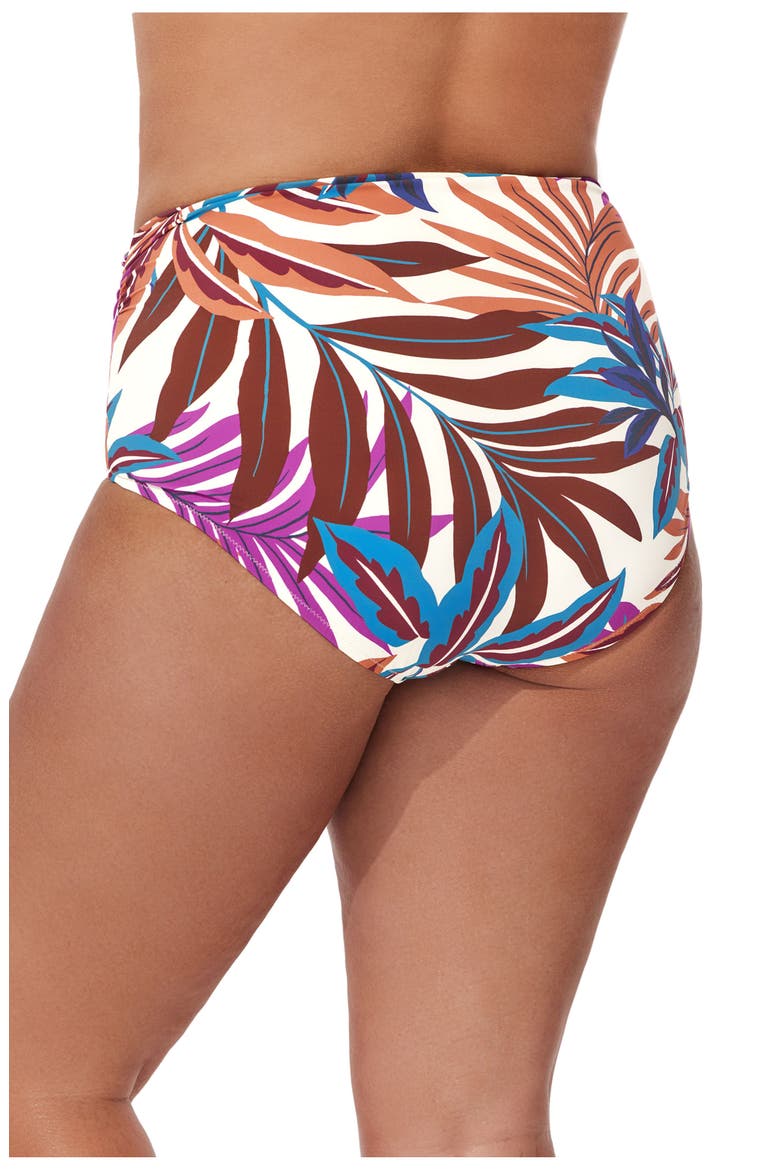 Plantopia Plus Size Shirred High Waist Swim Bottom, Alternate, color, Multi