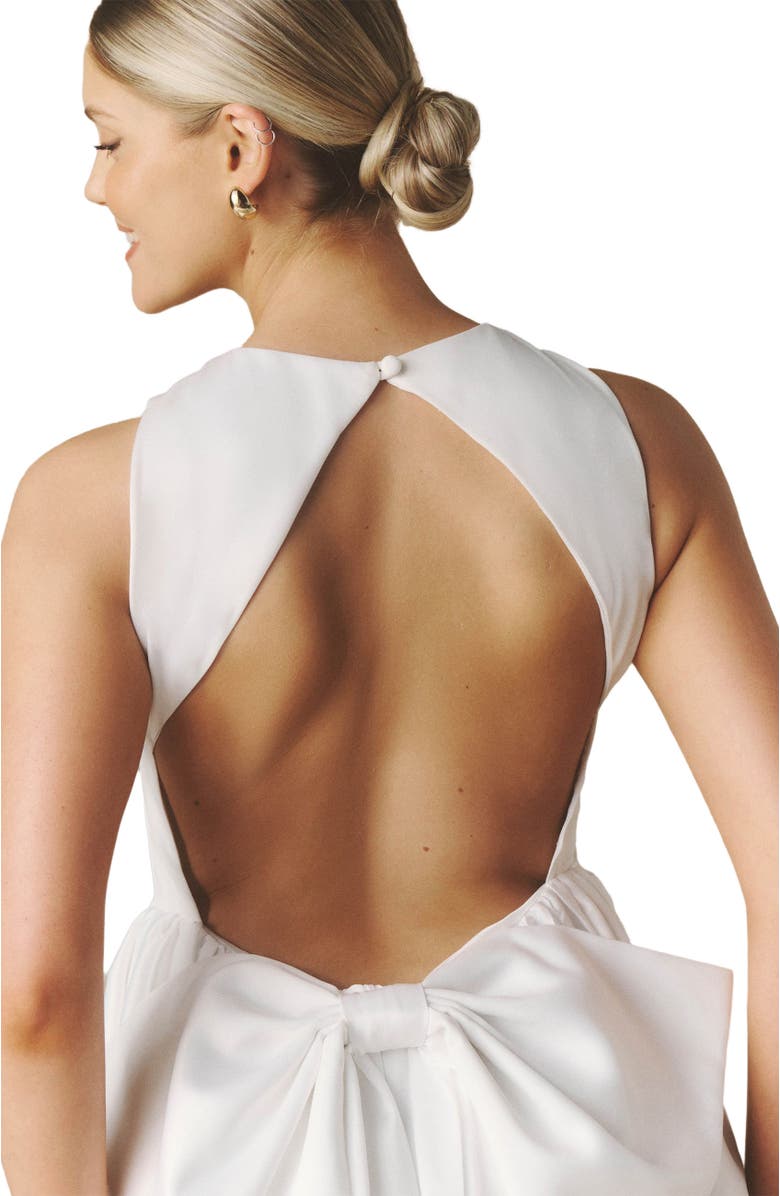 Six Stories Penelope Bow Back Midi Dress, Alternate, color, White