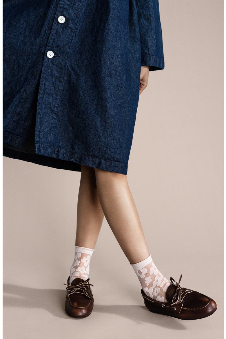Poppy Flower Sheer Crew Socks, Alternate, color, BLUSH