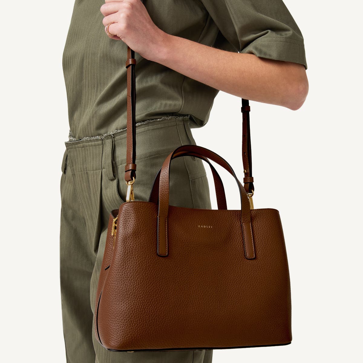 Radley Dukes Place Medium Ziptop Satchel Bag, Alternate, color, Saddle