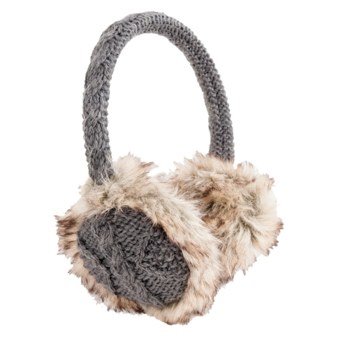 Hand Knit Cable Adjustable Earmuffs With Faux Fur
