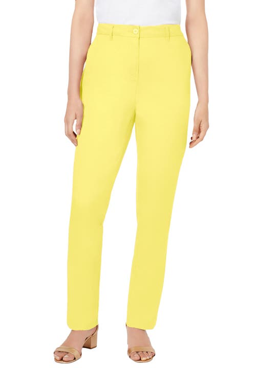 Jessica London Stretch Cotton Chino Straight Leg Pant In Yellow