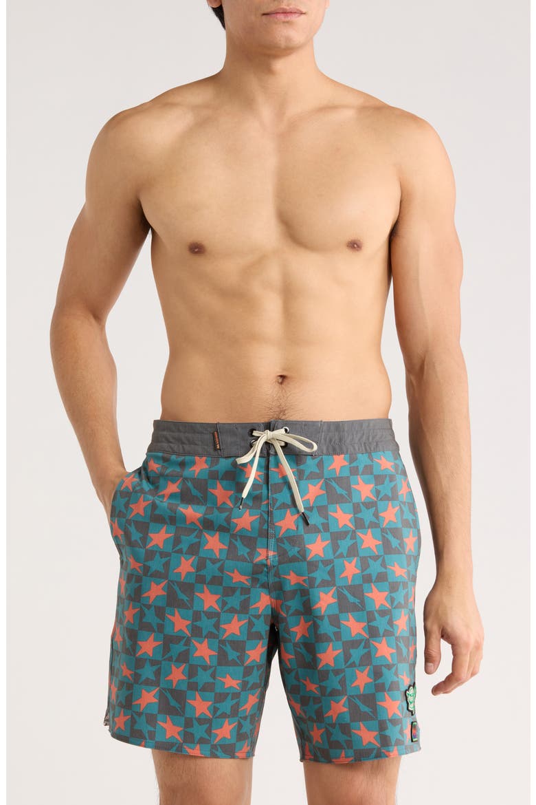 Star Board Shorts, Main, color, TEAL