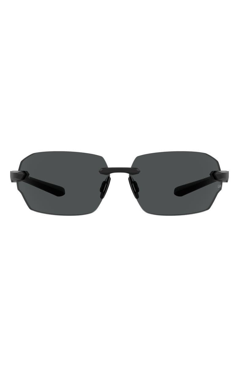 Under Armour Fire 71mm Geometric Sunglasses, Main, color, Matte Black/ Grey Oleophobic