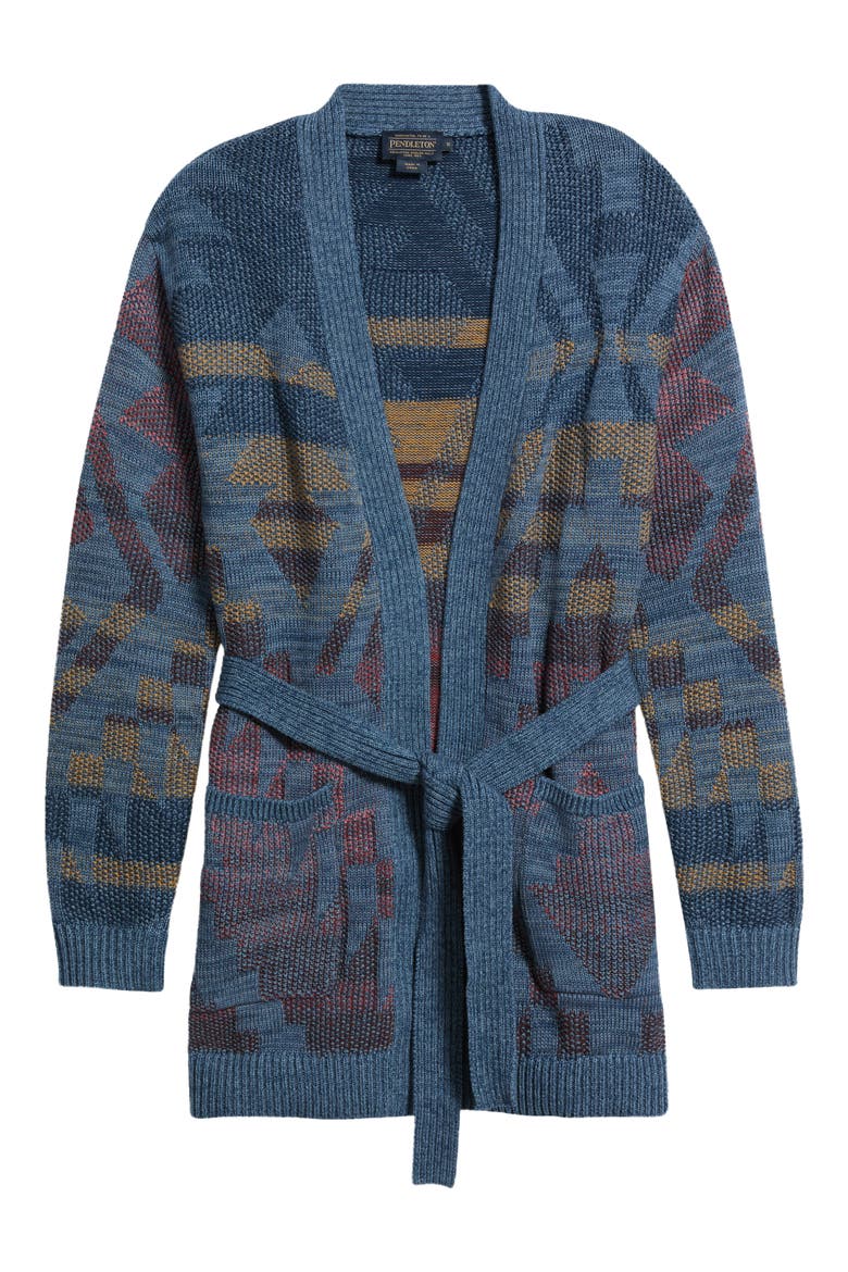 Cheyenne Jacquard Cotton Wrap Cardigan, Alternate, color, BLUE MIX