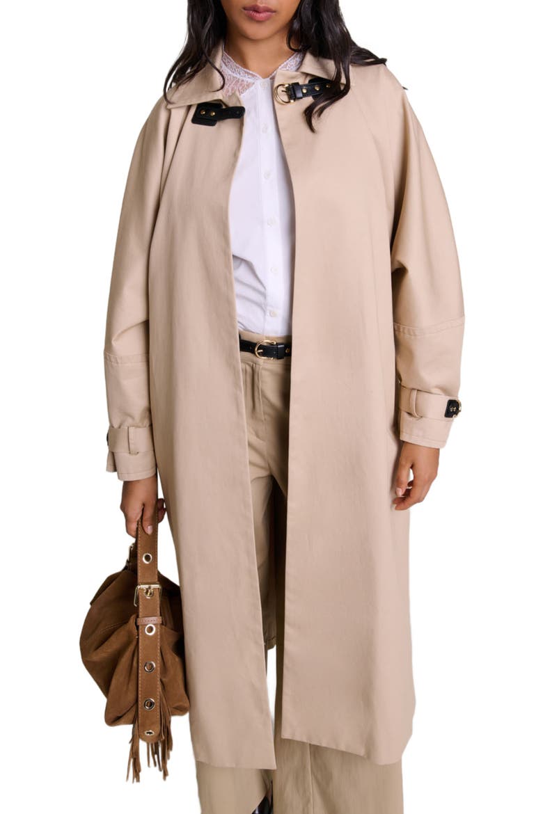 Long trench coat, Main, color, Beige light