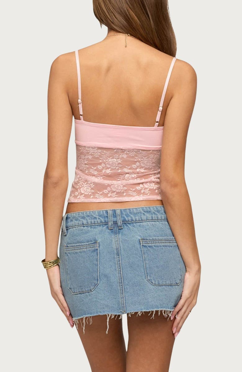 EDIKTED Damarie Sheer Lace Cutout Camisole, Alternate, color, 