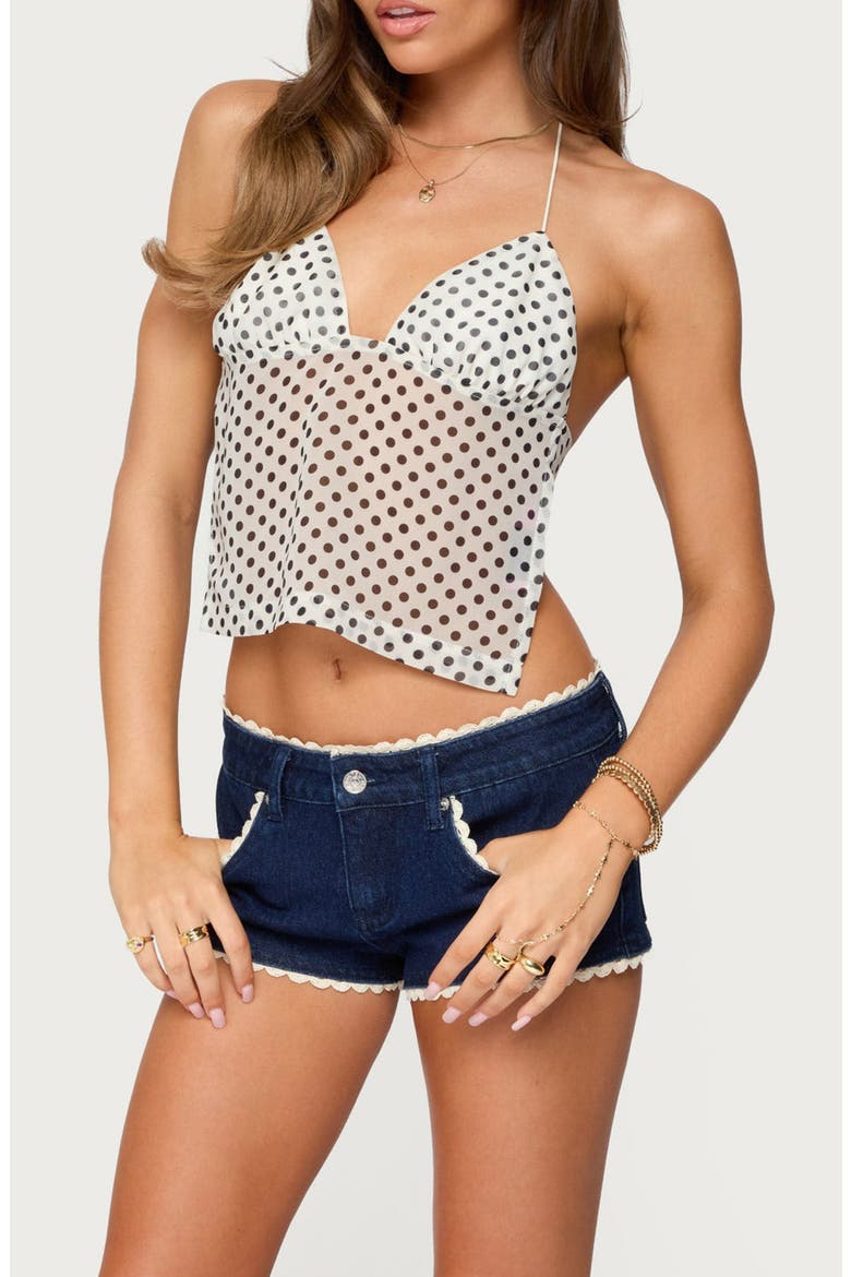 Dot Chiffon Halter Top, Alternate, color, CREAM-AND-BLACK