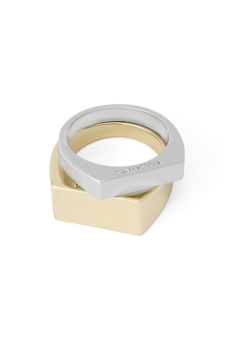 Set of 2 Signet Rings, Main, color, TWO TONE SHINY