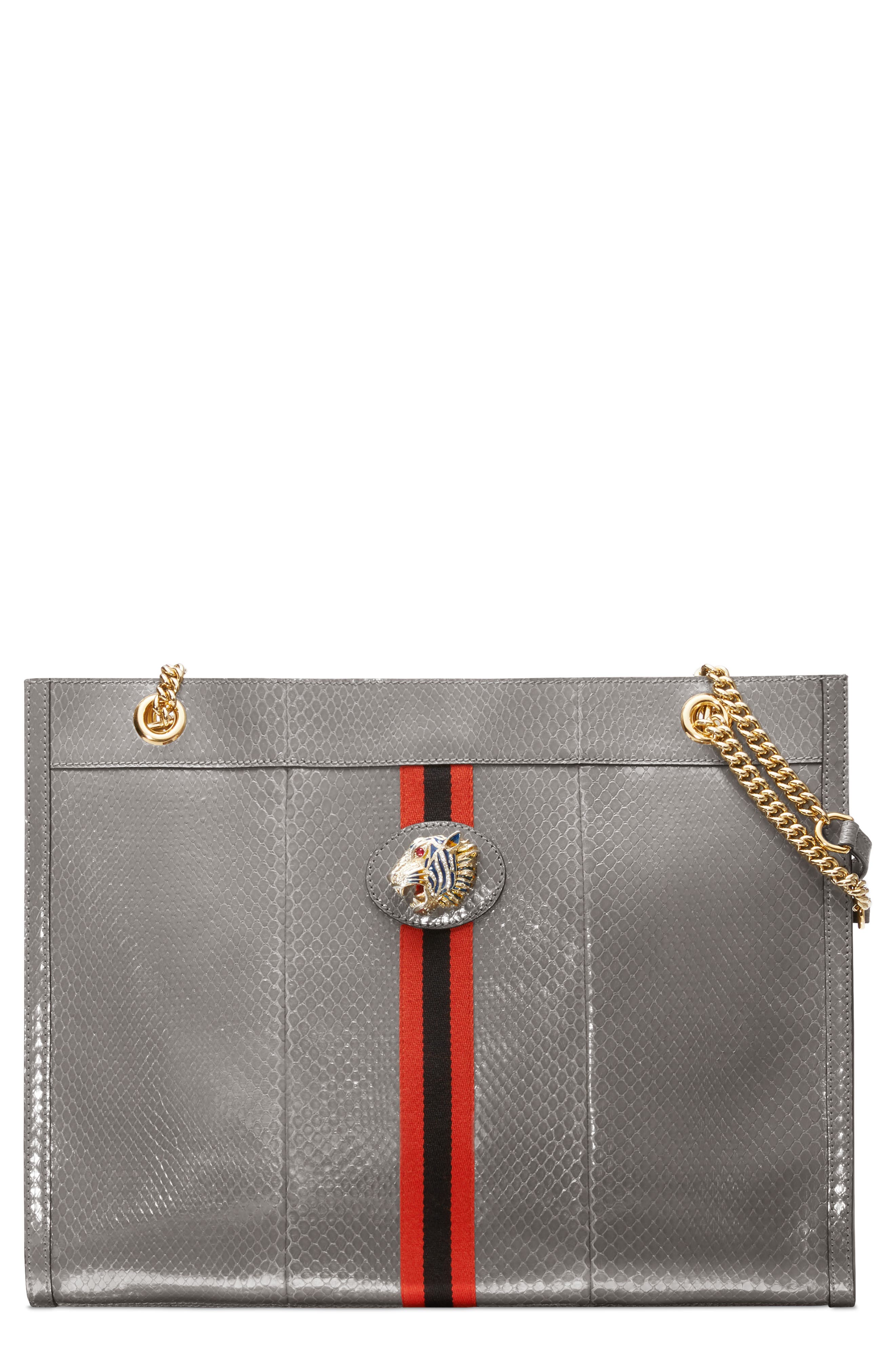 Gucci Large Rajah Genuine Snakeskin Tote, Main, color, 