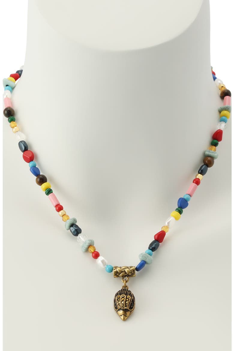 Pavé Eagle Head Beaded Pendant Necklace, Alternate, color, GOLD/ MULTI
