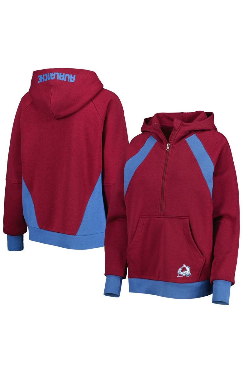 STARTER Women's Starter Burgundy Colorado Avalanche Wishbone Half-Zip Hoodie, Main, color, Burgundy