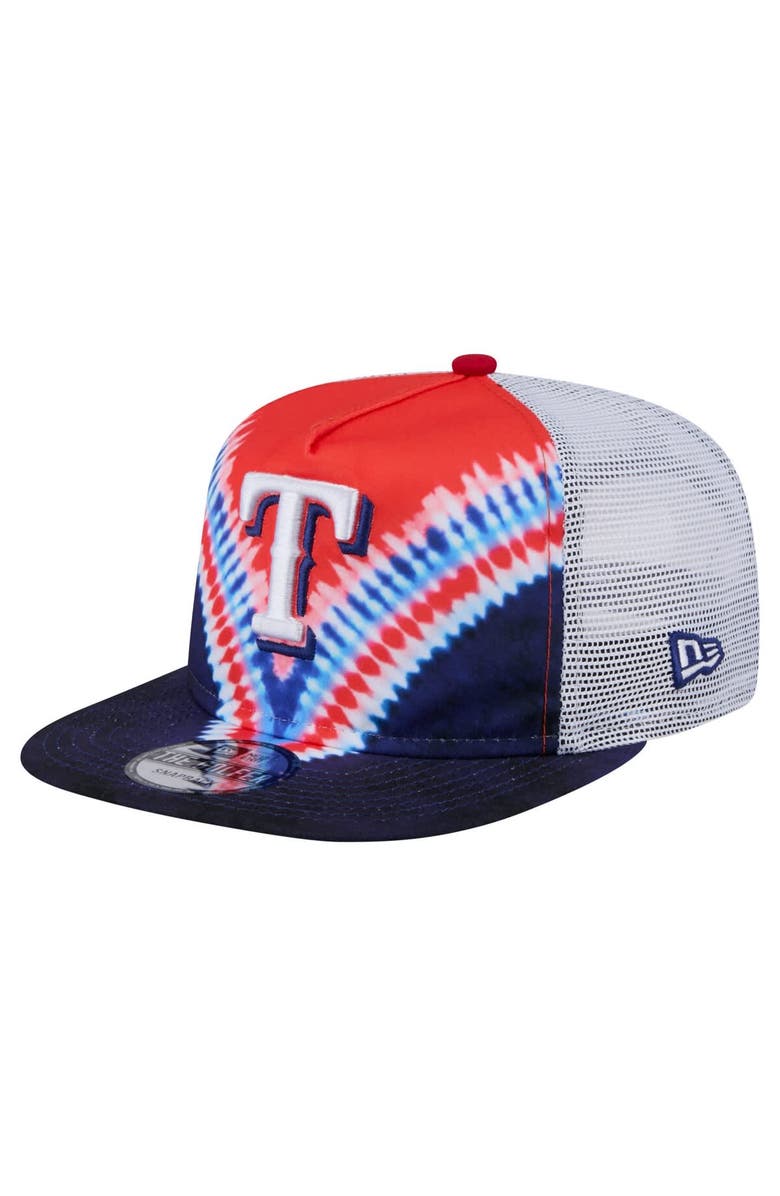New Era Men's New Era Texas Rangers Tie-Dye Golfer Trucker Adjustable Hat, Main, color, Dark Blue