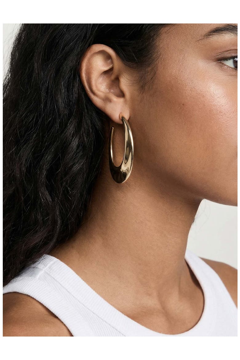 Flat Oval Hoop Earrings, Alternate, color, GOLD