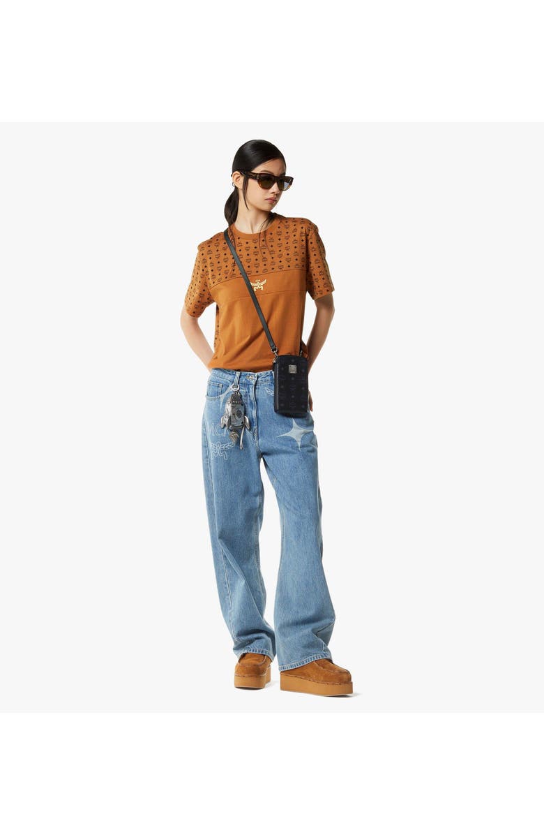 MCM Aren Phone Pouch in Visetos, Alternate, color, Black