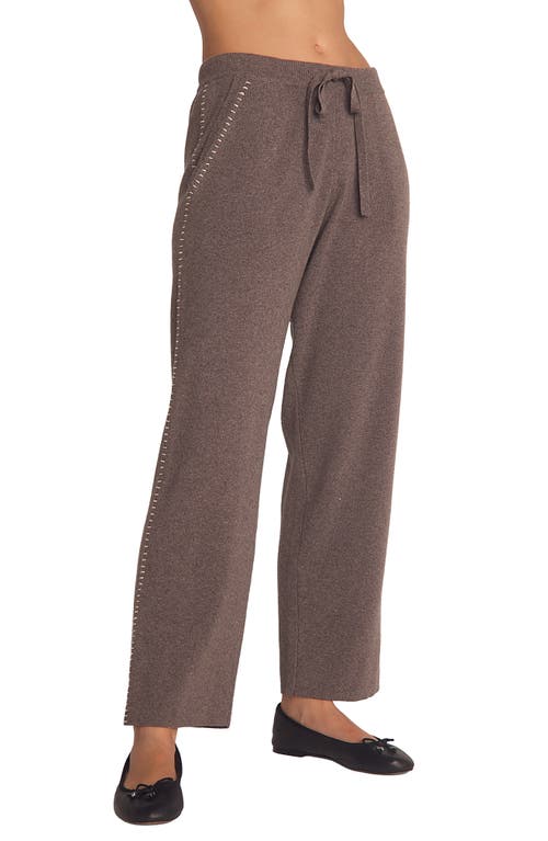 Bella Dahl Whipstitch Straight Leg Sweater Pants In Brown
