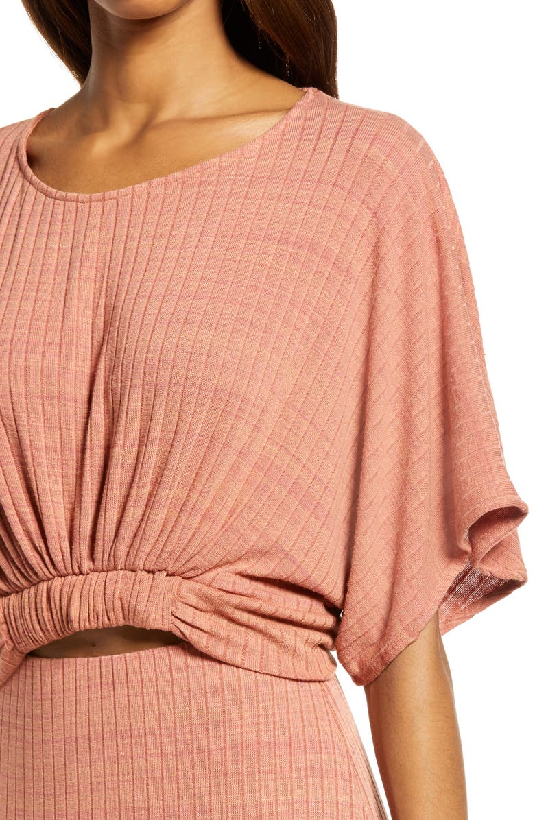 Free People Kelsey Rib Crop Top & Skirt Set, Alternate, color, Clay Rose Combo