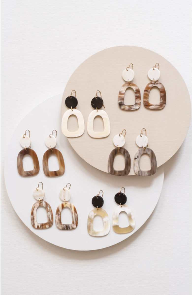 Maadili Collective Open Oblong Earrings, Alternate, color, Black & White