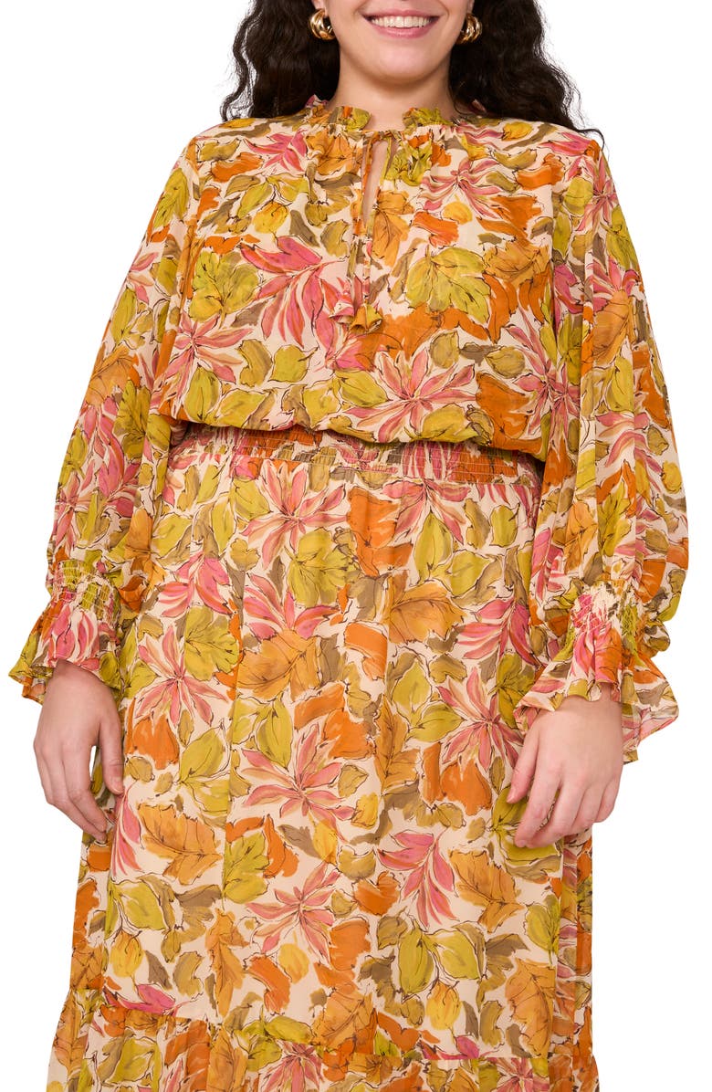 Vince Camuto Floral Long Sleeve Maxi Dress, Alternate, color, 