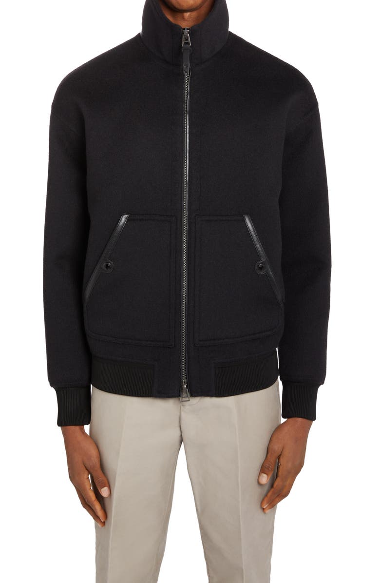 TOM FORD Funnel Neck Camel Hair Jacket, Main, color,