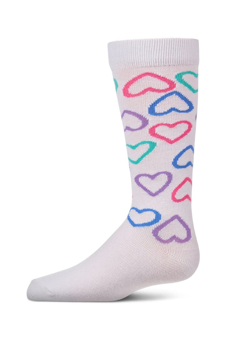 All-Over Heart-Themed Knee High Sock, Main, color, White