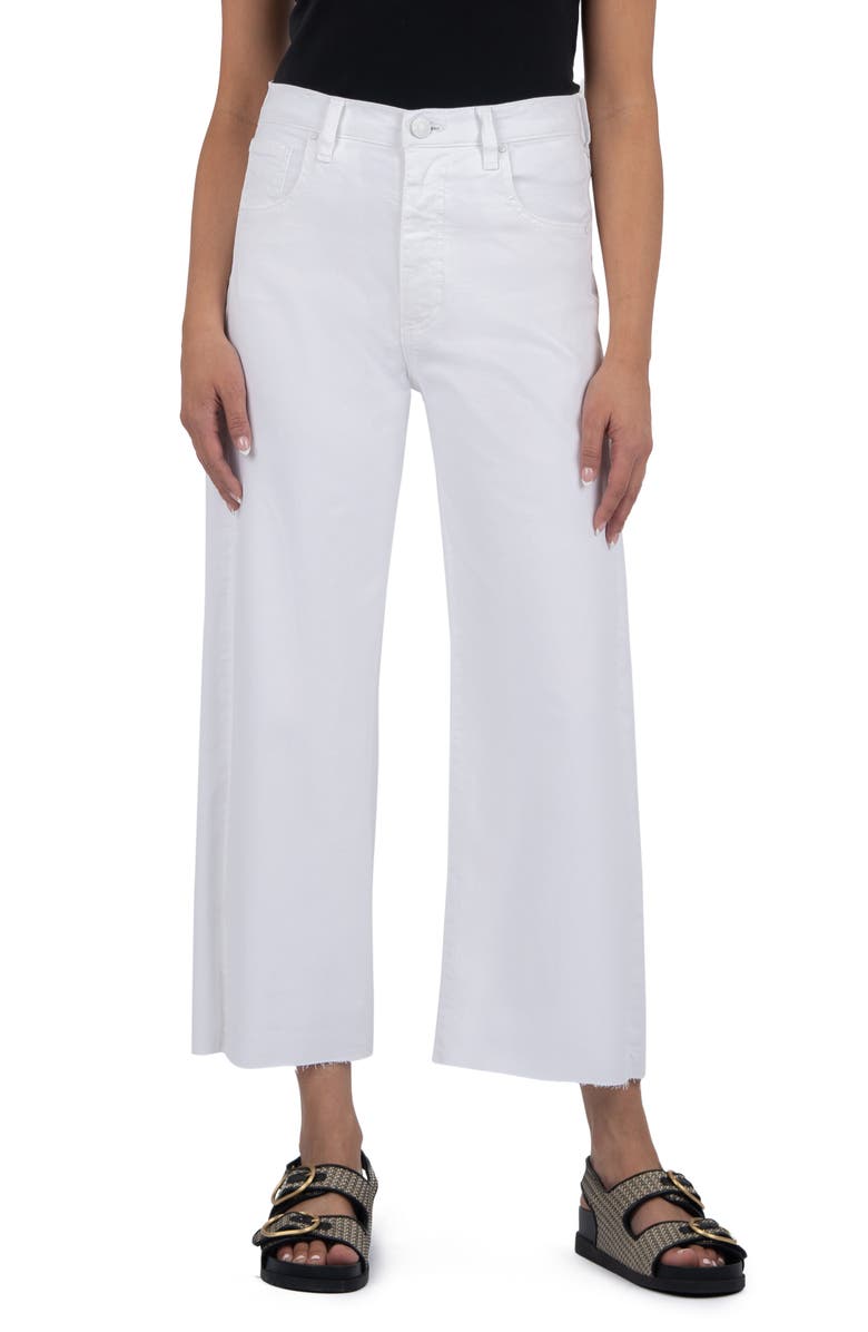 KUT from the Kloth Gwen High Waist Crop Wide Leg Jeans, Main, color, Optic White
