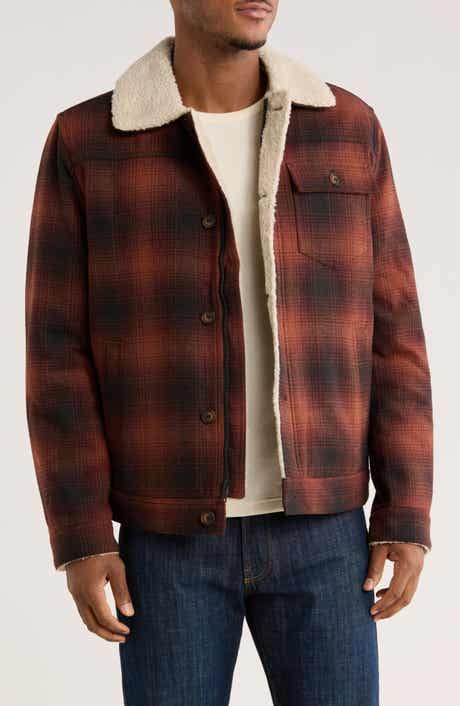 Lucky Brand Plaid Faux Shearling Lined Trucker Jacket