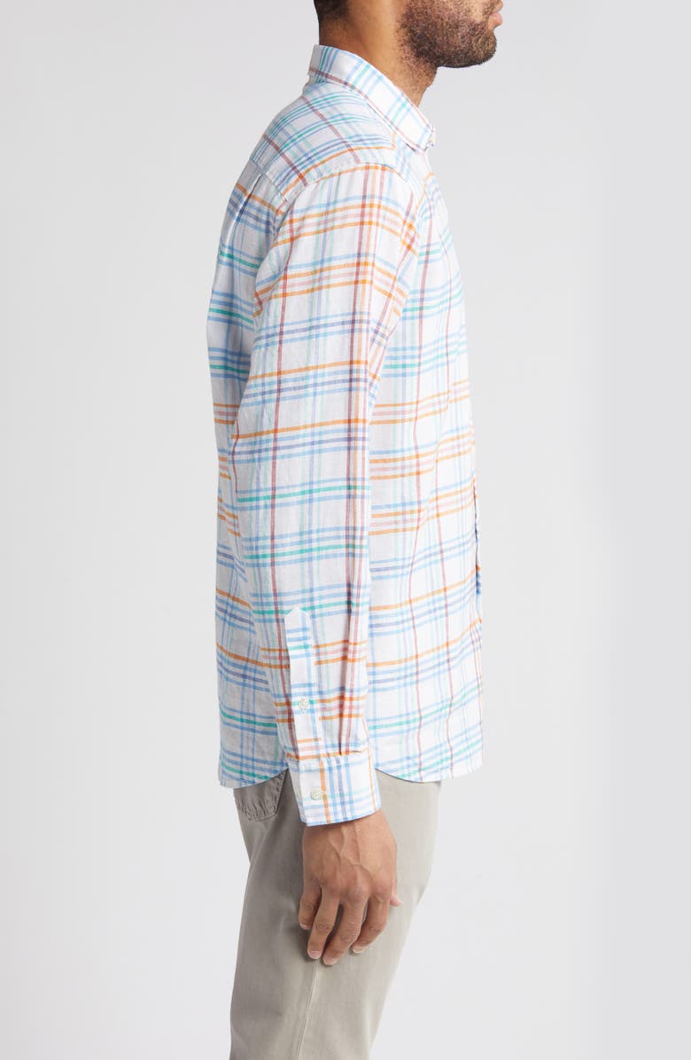 Tommy Bahama Barbados Breeze La Vida Check Linen Blend Button-Up Shirt, Alternate, color, White