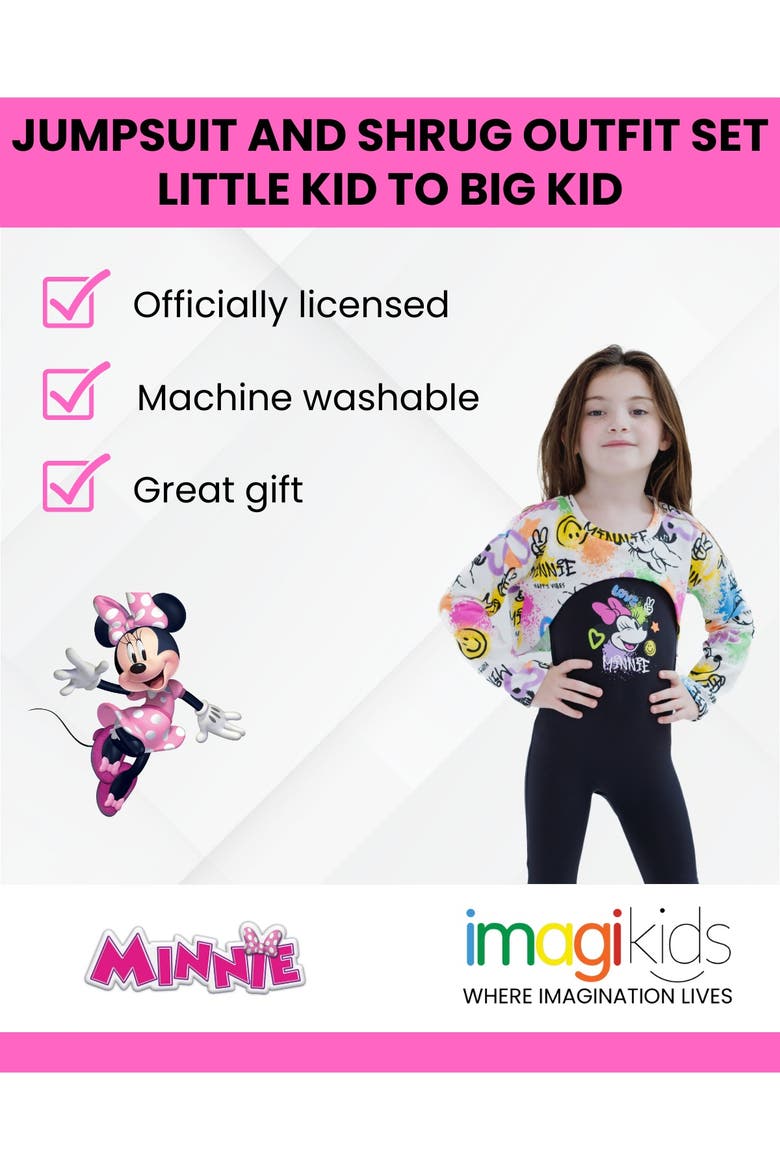 Minnie Mouse Fleece Crop Top and Jumpsuit Set, Alternate, color, Minnie White Black