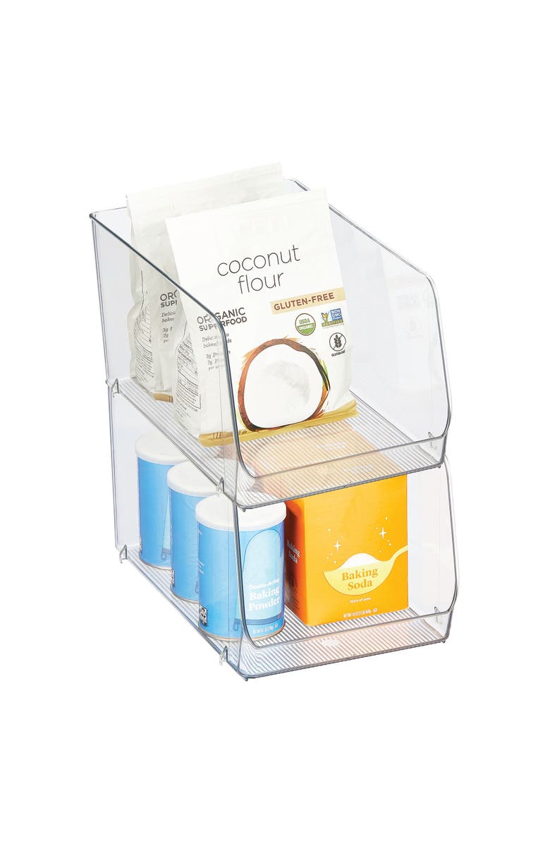 iDesign Clear Plastic Stackable Open Front Storage Bin, Easy Access Organizer for Pantry or Cabinet, 2-Pack, Main, color, Clear