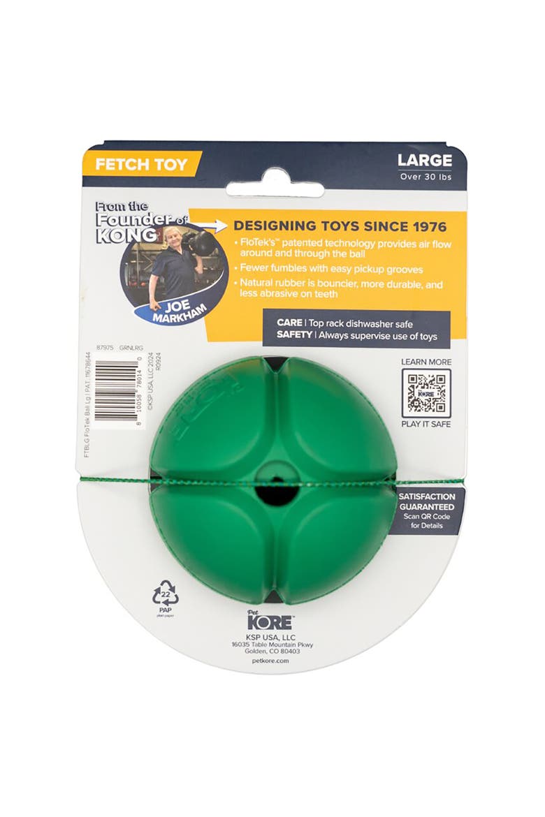 FloTex Ball, Large, 3.25 Inches, Green, Dog Toy, Alternate, color, Green