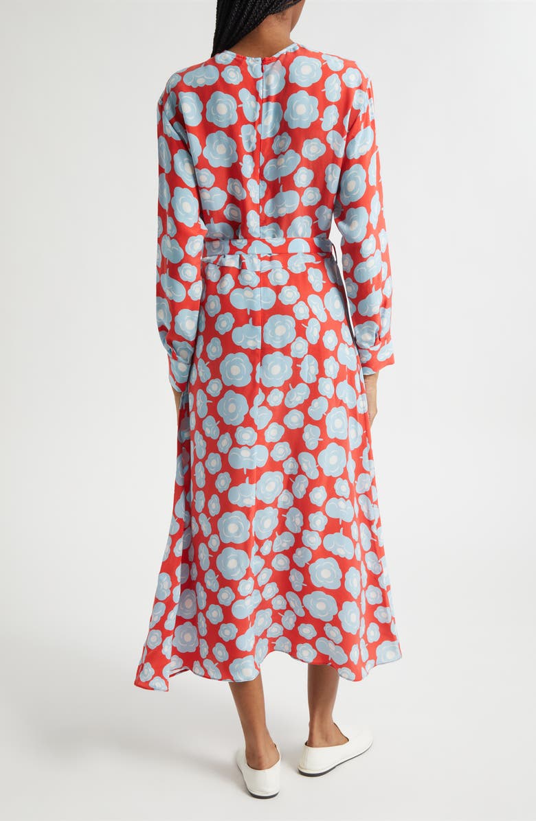 Marimekko Combu Tumma Floral Long Sleeve Dress, Alternate, color, Light Blue Red Off-White