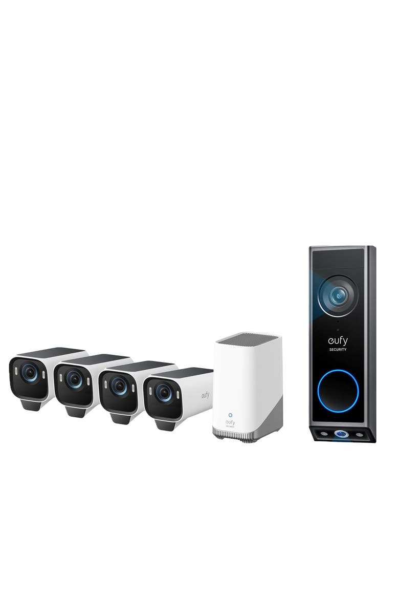 Cam S3 Pro 4-Cam Kit and Video Doorbell E340, Main, color, White