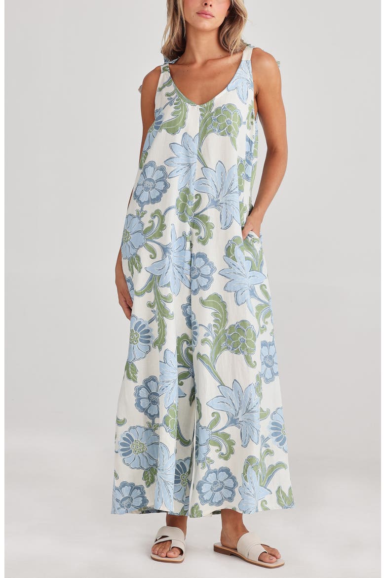 Temple Floral Wide Leg Jumpsuit, Alternate, color, IBIZA