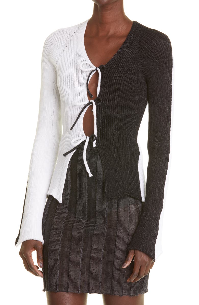 A. Roege Hove Sofie Colorblock Tie Front Cardigan, Alternate, color, 