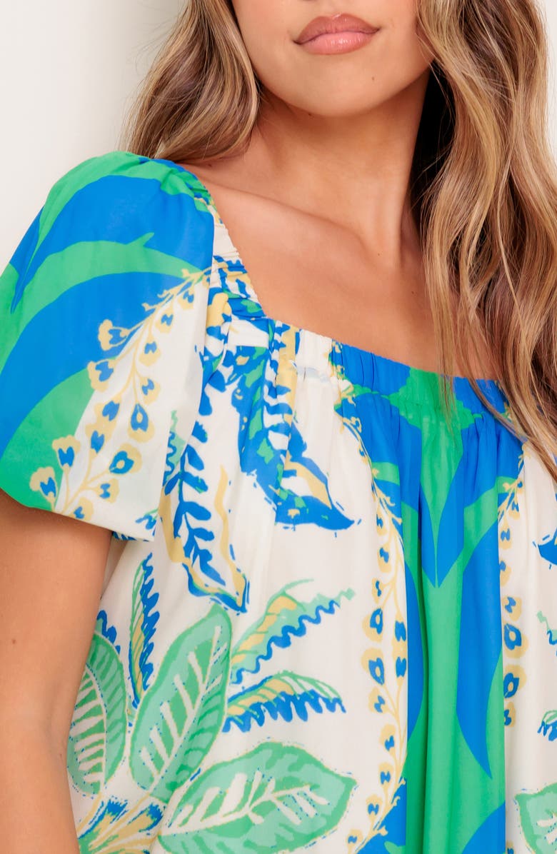 FLYING TOMATO Print Maxi Dress, Alternate, color, Green Blue