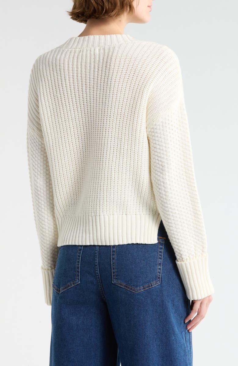 Vigoss Textured V-Neck Cardigan, Alternate, color, Creme