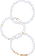 NORDSTROM RACK Set of 3 Faux Pearl Beaded Stretch Bracelets