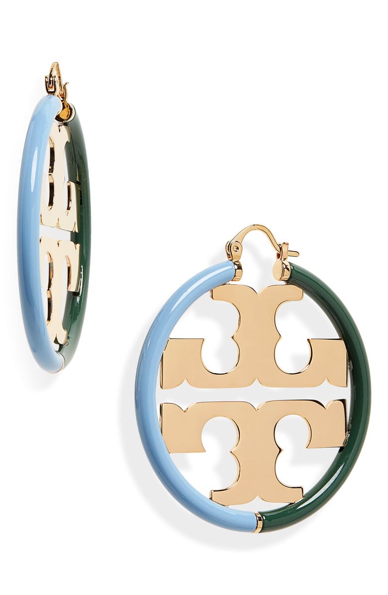 Tory Burch Miller Hoop Earrings, Main, color, 