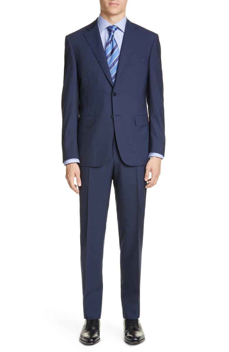 Canali Sienna Soft Texture Classic Fit Wool Suit, Main, color, 